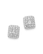 Bloomingdale's Diamond Halo Rectangle Earrings In 14k White Gold, 1.0 Ct. T.w. - 100% Exclusive