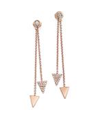 Diamond Pave Triangle Ear Jackets In 14k Rose Gold, .35 Ct. T.w.