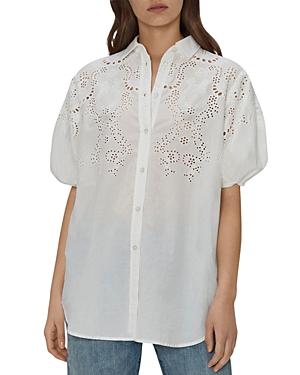 7 For All Mankind Puffed Sleeve Eyelet Tunic Shirt