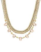Sparkling Sage Crystal & Teardrop Stone Lined Statement Necklace - Compare At $126