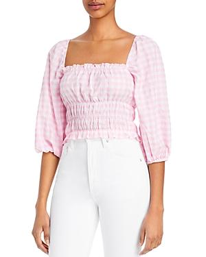 Charlie Holiday Boheme Gingham Print Top