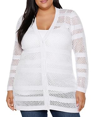 Belldini Plus Mesh Stripe Cardigan Sweater