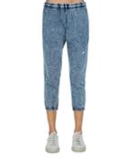 Michael Lauren Cotton Cropped Denim-look Sweatpants