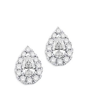 Bloomingdale's Diamond Pear Shaped Halo Stud Earrings In 14k White Gold, 0.60 Ct. T.w. - 100% Exclusive