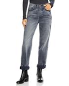 Grlfrnd Mica Cuffed Straight Leg Jeans In Black Smoke