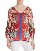 Johnny Was Evy Ruched-sleeve Silk Top