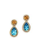 Blue Topaz And Citrine Drop Earrings In 14k Yellow Gold - 100% Exclusive