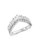 Bloomingdale's Diamond Round & Baguette Chevron Band In 14k White Gold, 0.75 Ct. T.w. - 100% Exclusive