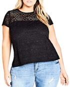 City Chic Plus Magical Feeling Lace-overlay Top