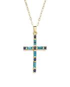 Blue Topaz And Iolite Cross Pendant Necklace In 14k Yellow Gold, 16 - 100% Exclusive