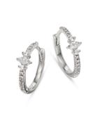 Bloomingdale's Diamond Marquis & Round Mini Hoop Earrings In 14k White Gold, 0.20 Ct. T.w. - 100% Exclusive
