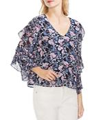 Vince Camuto Floral Ruffle-sleeve Blouse