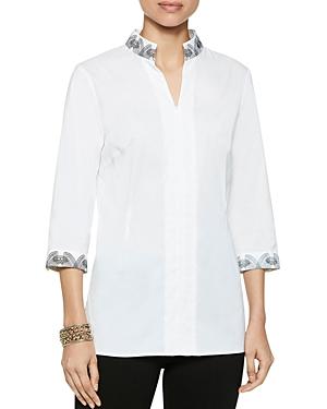 Misook Mandarin-collar Zip-front Shirt