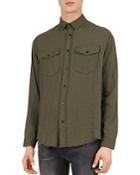 The Kooples Military Distressed Regular Fit Button-down Shirt