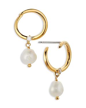 Nadri Pearlfection Cubic Zirconia & Keshi Cultured Pearl Front To Back Hoop Earrings