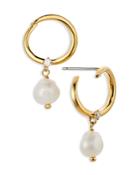 Nadri Pearlfection Cubic Zirconia & Keshi Cultured Pearl Front To Back Hoop Earrings