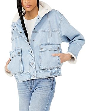 Free People Ariel Cozy Denim Bomber Jacket