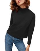 Whistles Relaxed Mock Neck Cotton Tee