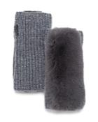 Yves Salomon Rex Rabbit-fur Trim Cashmere Fingerless Gloves