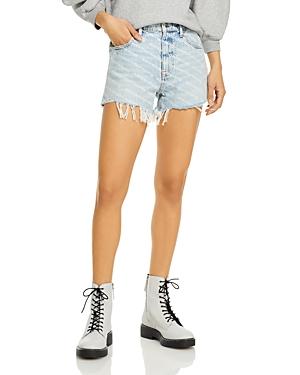 Alexanderwang.t Logo Cutoff Denim Jeans In Pebble Beach