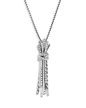 David Yurman Sterling Silver Angelika Diamond Pave Flared Pendant Necklace, 16-18