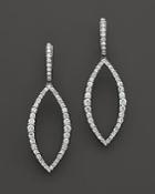 Diamond Open Oval Drop Earrings In 14k White Gold, 1.50 Ct. T.w.