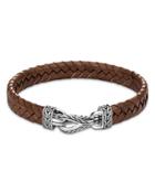 John Hardy Sterling Silver & Brown Leather Classic Chain Asli Braided Cord Bracelet