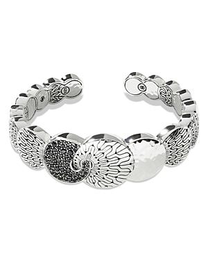 John Hardy Sterling Silver Classic Chain Black Sapphire & Black Spinel Cuff Bangle Bracelet