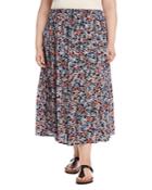 Karen Kane Plus Floral Tiered Midi Skirt