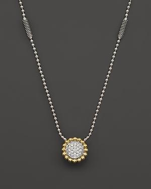 Lagos Sterling Silver And 18k Gold Caviar Pendant Necklace With Diamonds, 16