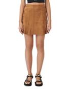 Maje Jendrie Ruffled Suede Skirt