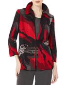 Misook Ruffle Collar Abstract Pattern Knit Jacket