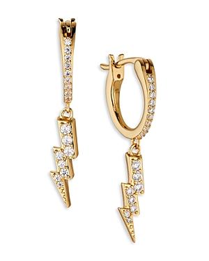Aoja By Nadri Cheeky Pave Lightning Bolt Charm Hoop Earrings