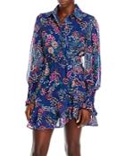 Aqua Belted Floral Print Dress - 100% Exclusive