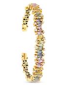 Suzanne Kalan 18k Yellow Gold Rainbow Sapphire & Diamond Flexible Bangle Bracelet