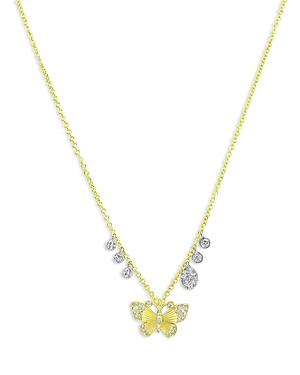 Meira T 14k White Gold & Yellow Gold Butterfly Pendant Necklace, 18