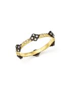 Armenta Blackened Sterling Silver & 18k Yellow Gold Old World Cravelli Cross Diamond Stacking Ring