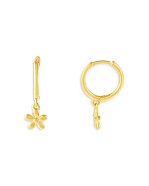 Adinas Jewels Flower Huggie Hoop Earrings
