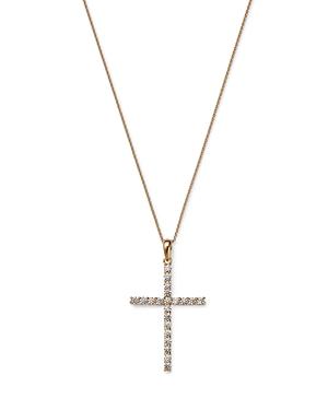 Bloomingdale's Diamond Micro-pave Cross Pendant Necklace In 14k Yellow Gold, 0.50 Ct. T.w. - 100% Exclusive