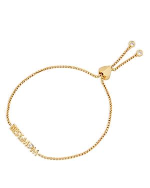 Kate Spade New York Love You, Mom Cubic Zirconia Best Mom Slider Bracelet In Gold Tone