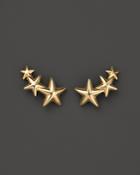 14k Yellow Gold Triple Star Climber Earrings