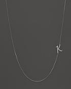 Kc Designs Diamond Side Initial K Necklace In 14k White Gold, .07 Ct. T.w.