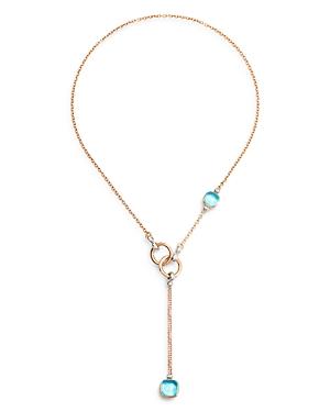 Pomellato 18k White & Rose Gold Sky Blue Topaz And Diamond Y Necklace, 21