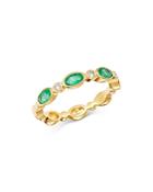 Bloomingdale's Emerald & Diamond-accent Band In 14k Yellow Gold - 100% Exclusive
