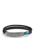 David Yurman Frontier Feather Triple-wrap Bracelet In Black With Turquoise