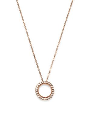 Bloomingdale's Diamond Open Circle Pendant Necklace In 14k Rose Gold, 0.10 Ct. T.w. - 100% Exclusive