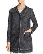 Elie Tahari Shanie Lace Trim Tweed Coat