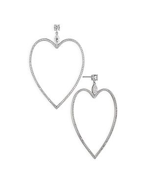 Nadri Cirque Cubic Zirconia Heart Drop Earrings In Rhodium Plated