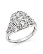Certified Diamond Cluster Statement Ring In 14k White Gold, 1.25 Ct. T.w.