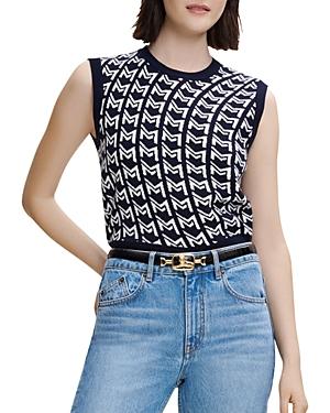 Maje Mygram Sleeveless Jacquard Sweater